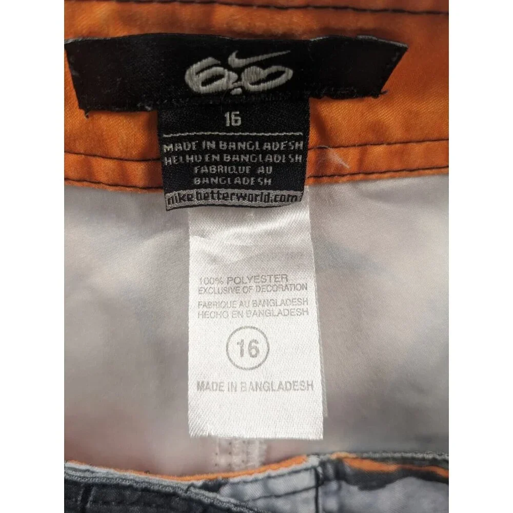 Nike 6.0 Board Shorts Boys Size 16 Orange Grey Black Graphic Print‎ Swim Trunks